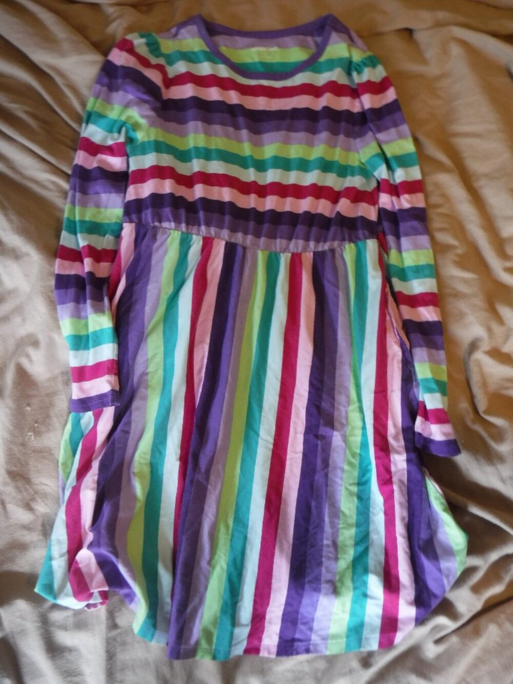 Lands End Girls Size 14 Rainbow Striped Dress